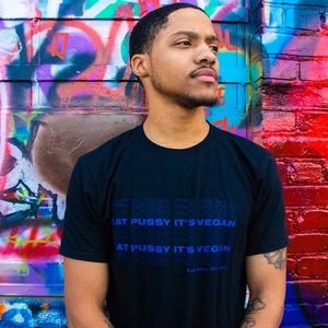 Eat P*ssy It's Vegan Black and Blue T-shirt